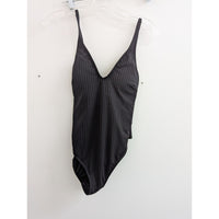 Black Michael Kors Ribbed Bodysuit With Gold Hardware Detail