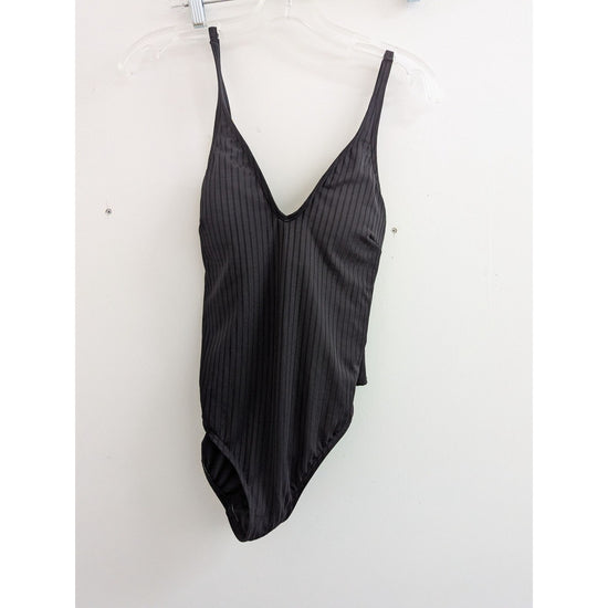 Black Michael Kors Ribbed Bodysuit With Gold Hardware Detail