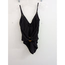 Black Michael Kors Ribbed Bodysuit With Gold Hardware Detail