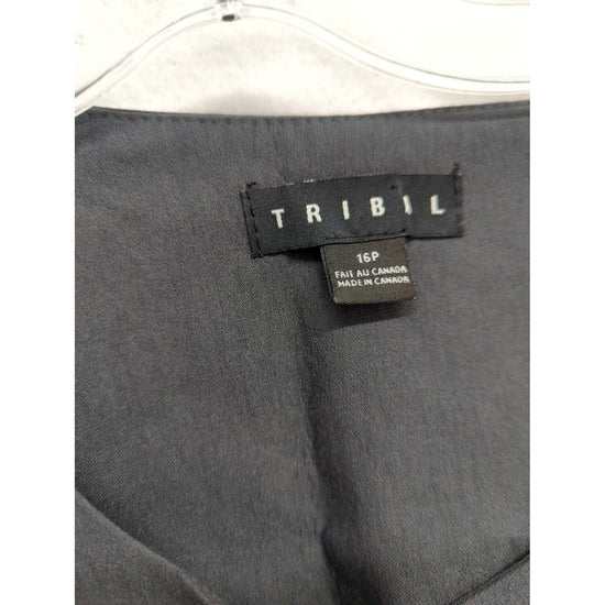 Tribail Womens 16P Charcoal 3/4 Sleeve Open Front Blazer Jacket Made In Canada