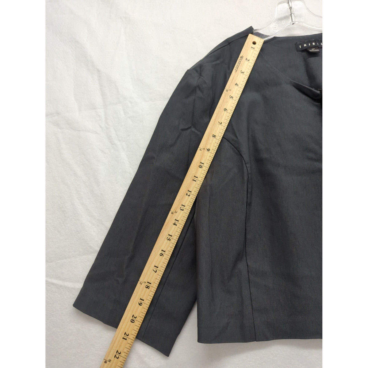 Tribail Womens 16P Charcoal 3/4 Sleeve Open Front Blazer Jacket Made In Canada