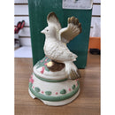 Two Turtle Doves Christmas Music Box Figurine Ceramic Hand-Painted Floral Design