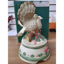 Two Turtle Doves Christmas Music Box Figurine Ceramic Hand-Painted Floral Design