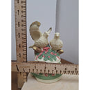 Two Turtle Doves Christmas Music Box Figurine Ceramic Hand-Painted Floral Design