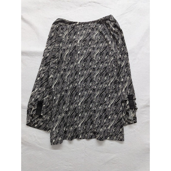 Worthington Petite Stretch Blouse PL Black & White Abstract Print