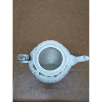 Vintage Sterling China Teapot With Floral Pattern & Silver Trim 6" Tall