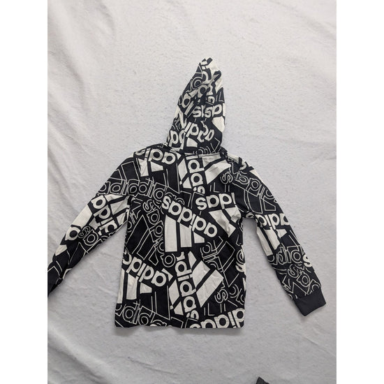 Adidas Black & White Logo Print Hoodie