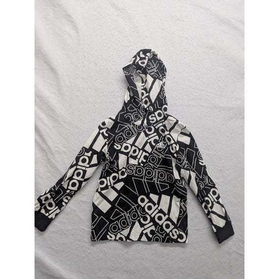 Adidas Black & White Logo Print Hoodie