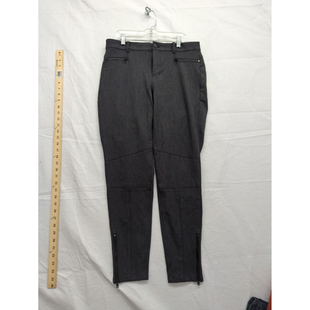 Calvin Klein Womens Charcoal Gray Pants Size 8 With Zippers & Slim Fit