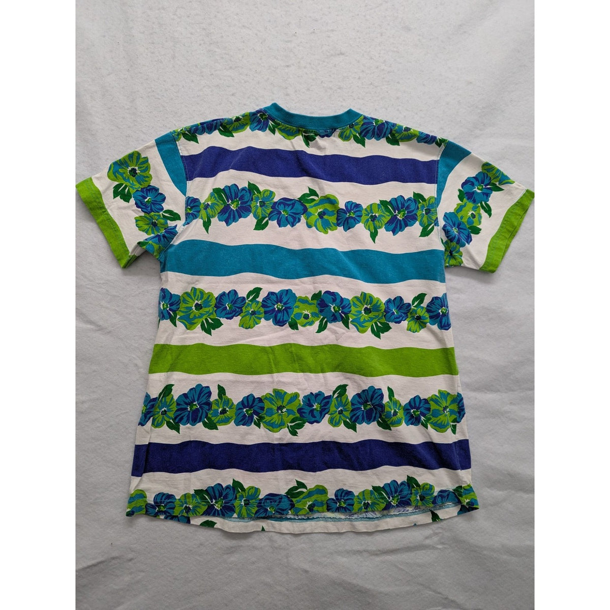 Vintage Colleen Conrad Striped Floral Print T-Shirt S