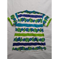 Vintage Colleen Conrad Striped Floral Print T-Shirt S