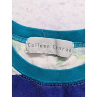 Vintage Colleen Conrad Striped Floral Print T-Shirt S