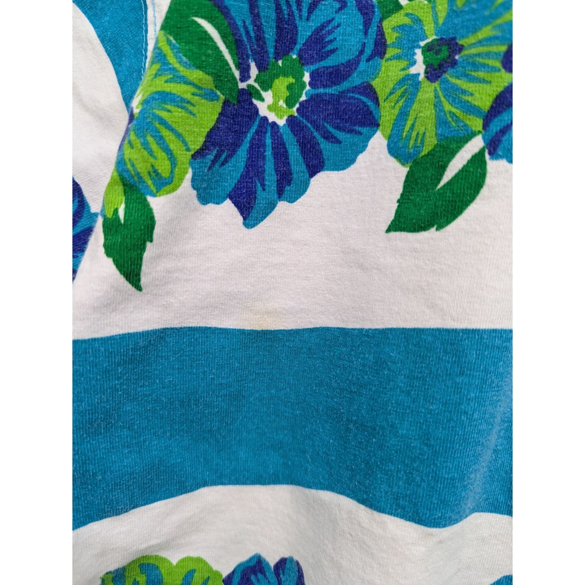 Vintage Colleen Conrad Striped Floral Print T-Shirt S