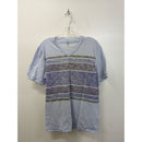 INC Mens Light Blue V-Neck T-Shirt With Striped Pattern Size M