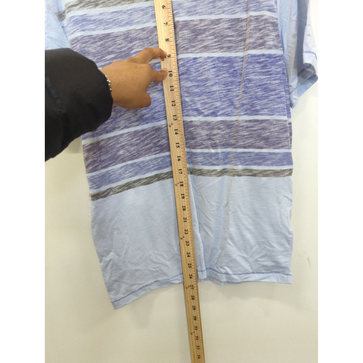 INC Mens Light Blue V-Neck T-Shirt With Striped Pattern Size M