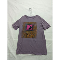 MTV Graphic Tee Purple Leopard Print XS Cotton Blend Made In Mexico