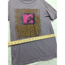 MTV Graphic Tee Purple Leopard Print XS Cotton Blend Made In Mexico
