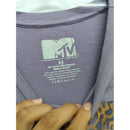 MTV Graphic Tee Purple Leopard Print XS Cotton Blend Made In Mexico