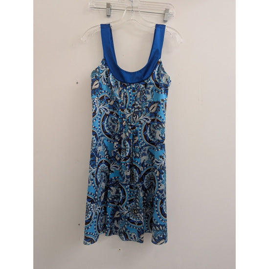Ann Taylor Womens Paisley Print Sleeveless Dress Size 2 Blue & White Polyester
