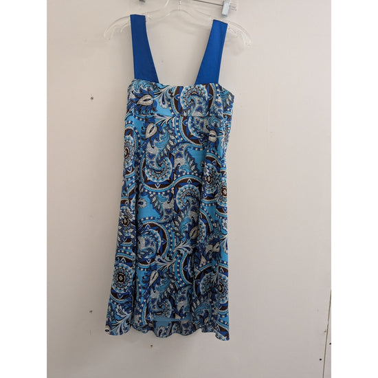 Ann Taylor Womens Paisley Print Sleeveless Dress Size 2 Blue & White Polyester