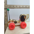 Vintage Fisher-Price Little Snoopy Pull Toy With Red Wheels & Spring Tail 1960s Dog Design Wood & Plastic Collectible