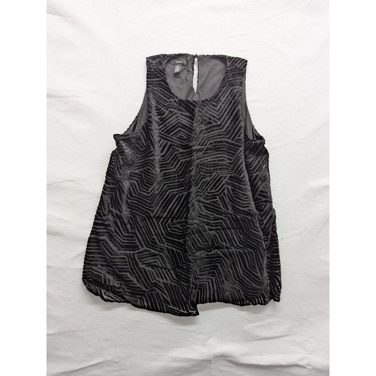 Alfani Black Geometric Burnout Velvet Sleeveless Top