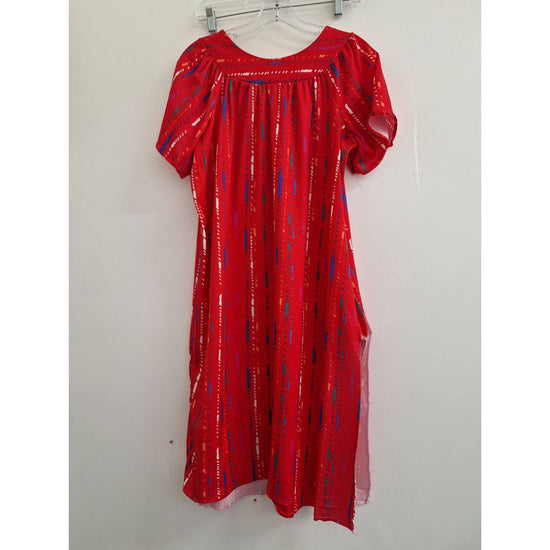 Vintage Miss Dirna Red Multicolor Patterned Short Sleeve Dress