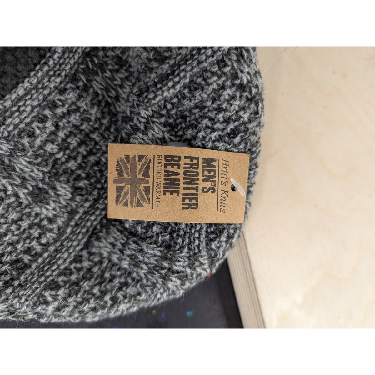 Mens Front  Britt's Knit Beanie With Ultra Warm Fleece Lining Grey British Desig