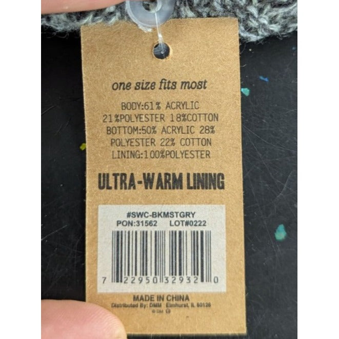Mens Front  Britt's Knit Beanie With Ultra Warm Fleece Lining Grey British Desig