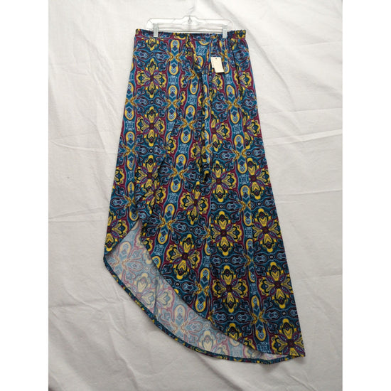 Ultra Flirt Womens Multicolor High-Low Maxi Skirt With Elastic Waistband & Floral Print