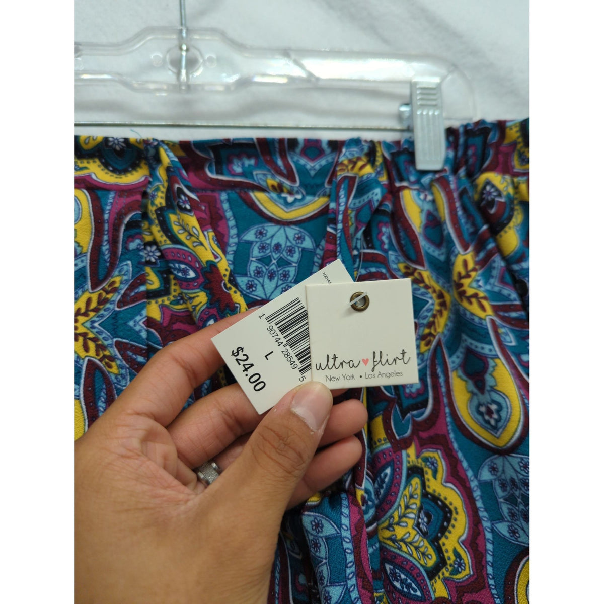 Ultra Flirt Womens Multicolor High-Low Maxi Skirt With Elastic Waistband & Floral Print