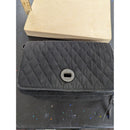 Vera Bradley Black Quilted Crossbody Bag With Floral Interior Lining Adjustable Strap And Metal Turn-Lock Closure