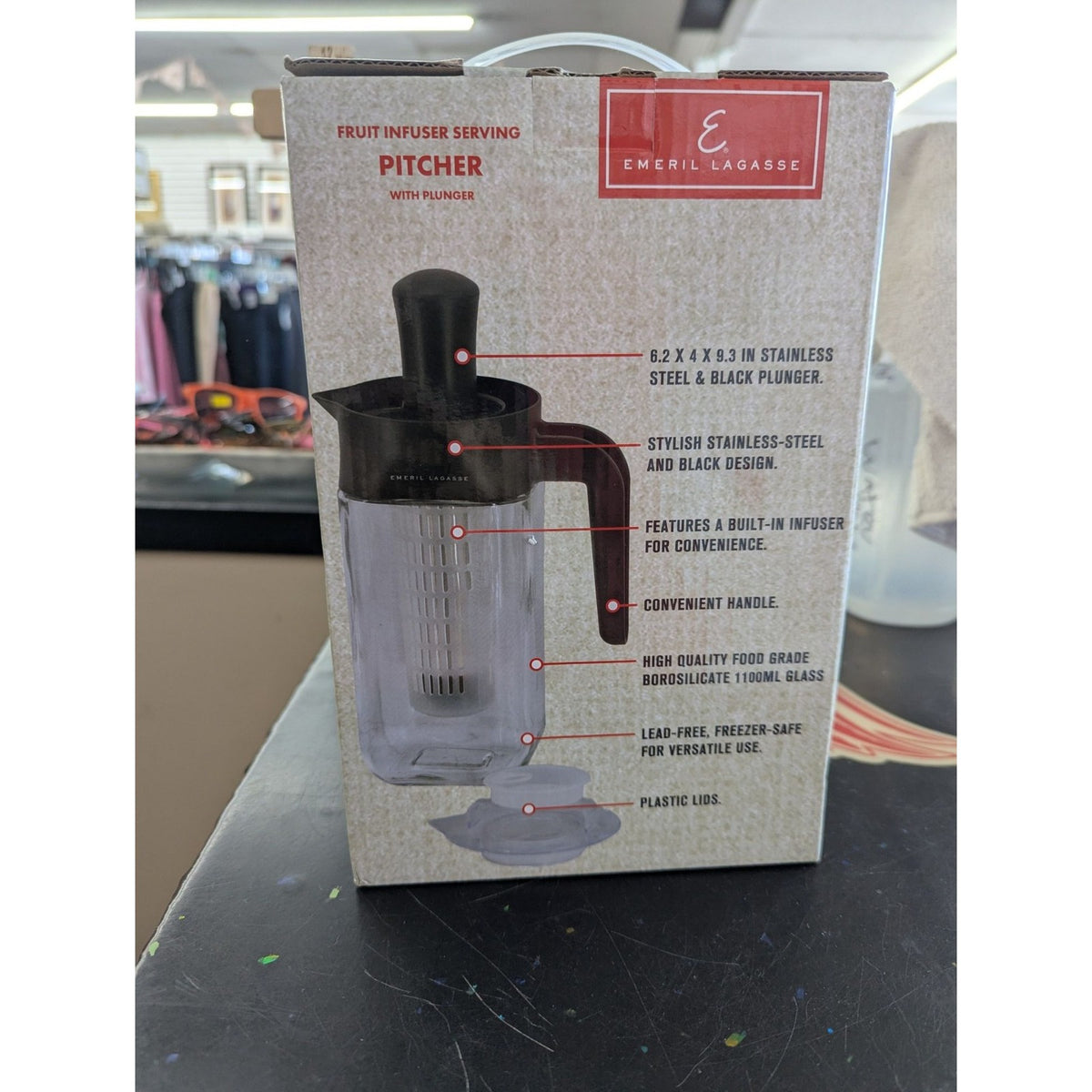 Emeril Lagasse Fruit Infuser Serving Pitcher With Plunger 1100ml Capacity Stainl