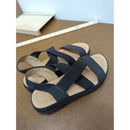 Black Elastic Strap Sandals With Cushioned Sole Perforated Insole And Non-Slip Outsole For Women - Size 9
