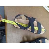 Black Elastic Strap Sandals With Cushioned Sole Perforated Insole And Non-Slip Outsole For Women - Size 9