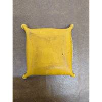 Essenza Leather & Ceramic Square Valet Tray With Brown & Yellow Finish 5"x5" Modern Design