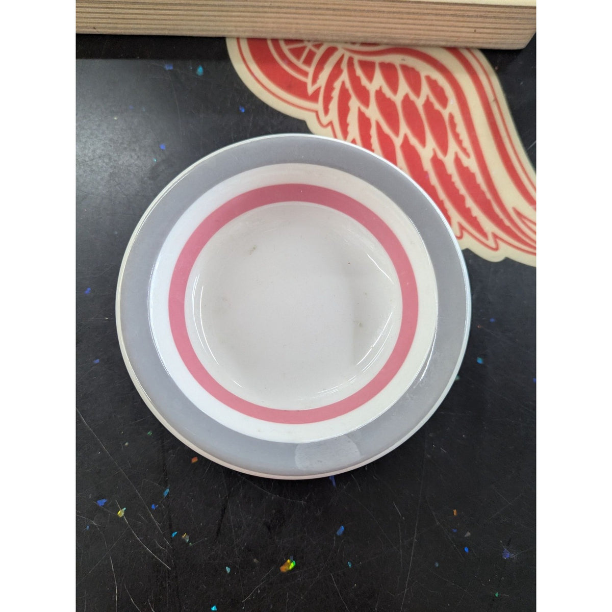 Jackson China Small Bowls Pink & Gray Stripes Vintage 4 Pc Set 4" Diameter Durab