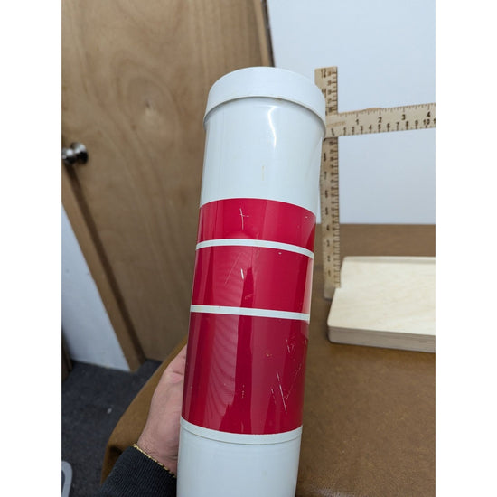 Vintage Thermos Red & White Insulated Travel Mug With Handle & Cup Lid 11" Tall