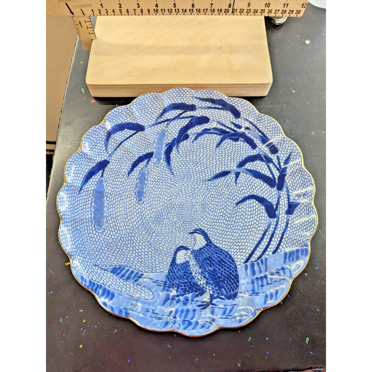 Arita Blue Chinese Quail Fine Porcelain Decorative Plate 8.25" Made In Japan