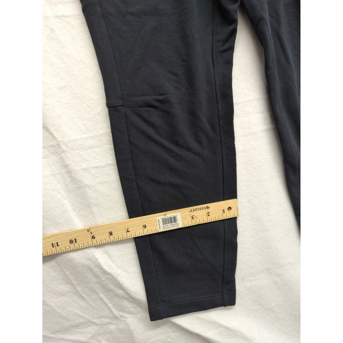 Black Jogger Pants With Side Zipper Pocket Elastic Waist And Tapered Legs 32" Inseam