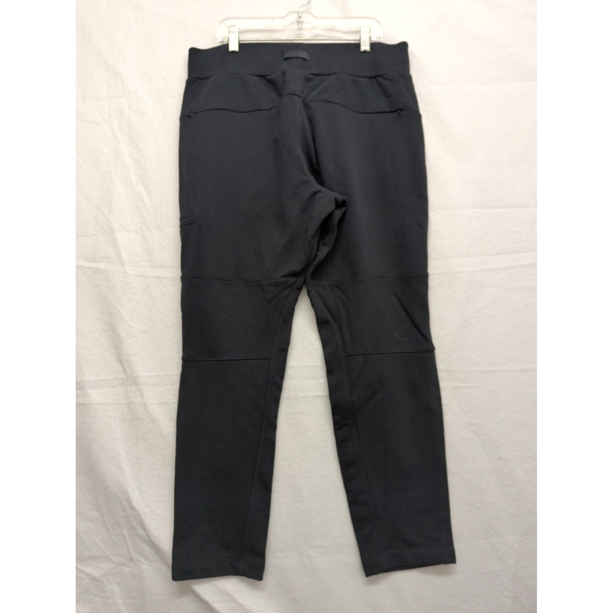Black Jogger Pants With Side Zipper Pocket Elastic Waist And Tapered Legs 32" Inseam