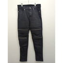 H&M Divided Black Biker Skinny Jeans With Ribbed Panels & Zipper Accents Size 28