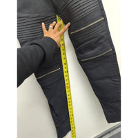 H&M Divided Black Biker Skinny Jeans With Ribbed Panels & Zipper Accents Size 28