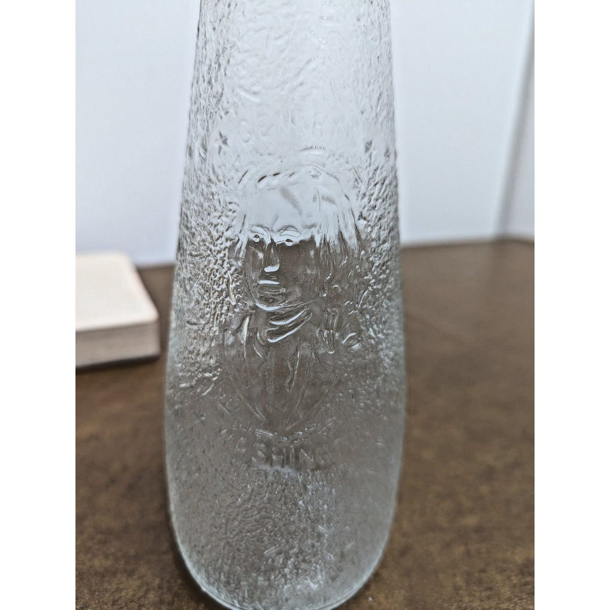 Vintage Textured Glass Soda Bottle With Embossed George Washington Design & Star