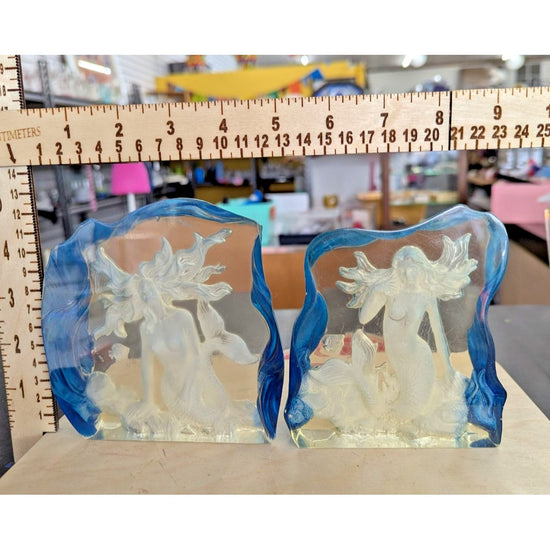 Vintage Glass Mermaid Figurine Beach Decor 4x4 Inches