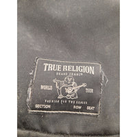 True Religion Crossbody Bag Black Canvas Adjustable Strap Multiple Zipper Pocket