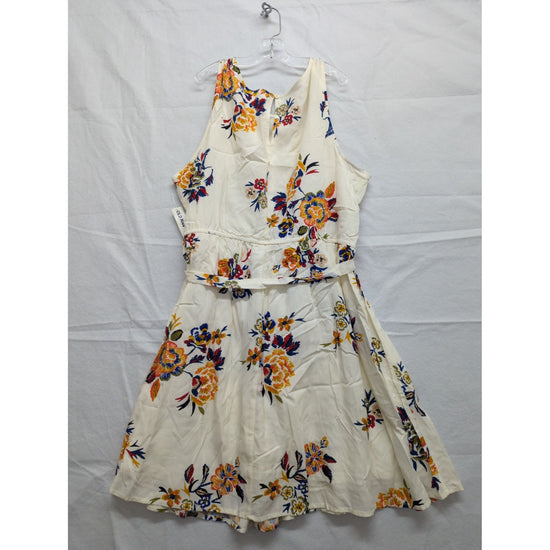 Floral Sleeveless Fit & Flare Dress By Old Navy Size S Ivory Multicolor