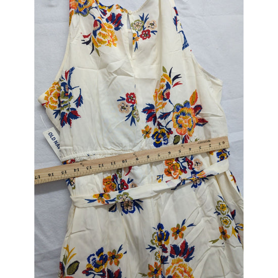 Floral Sleeveless Fit & Flare Dress By Old Navy Size S Ivory Multicolor