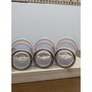 Set Of 3 Mid-Century Glasses With Blue & Gold Stripes 5.5" Tall Retro Drinkware