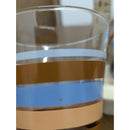 Set Of 3 Mid-Century Glasses With Blue & Gold Stripes 5.5" Tall Retro Drinkware